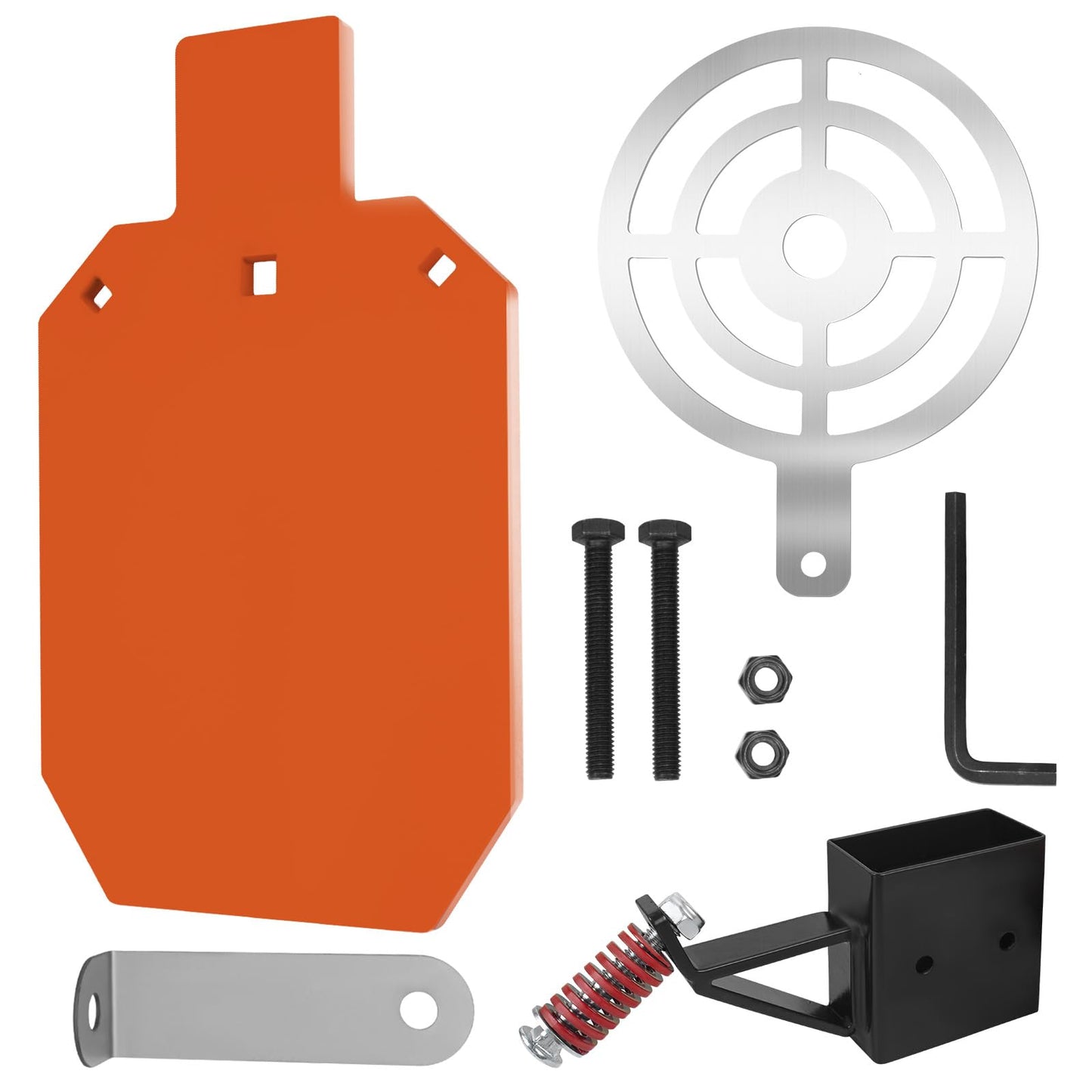 Eydutoi AR500 Steel Target for Shooting with Target Hanger and Painting Stencil, 1/2" Thick 7" W x 12" L Neon Orange Color Gong Silhouette Metal Target