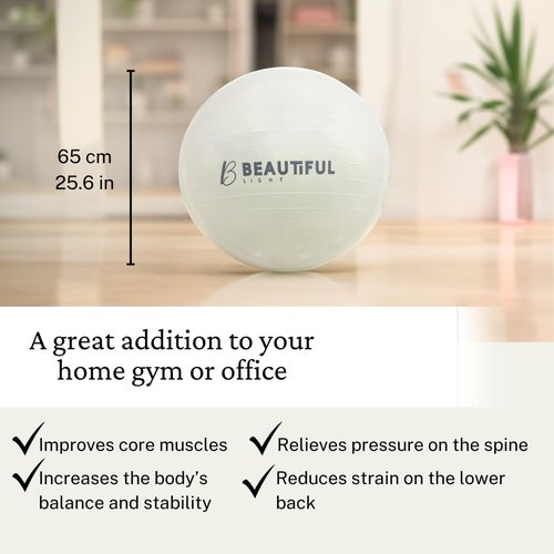 Beautiful Light Exercise Ball | Yoga Ball for Workout, Physical Therapy, Pregnancy, Physical Fitness | AntiBurst Fitness Ball Chair for Office, Home Gym with Foot Pump (Sea Blue)
