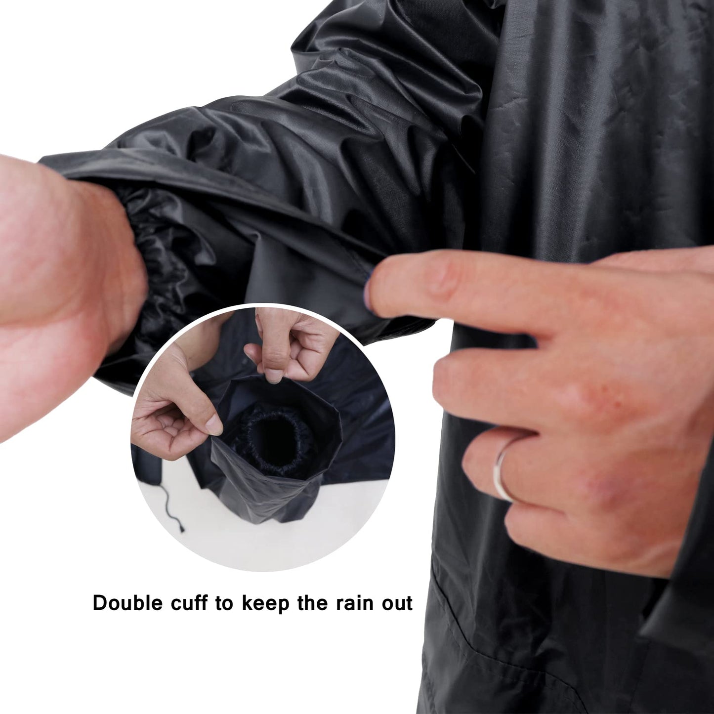 Rain Suit for Men Classic Rain Gear Waterproof Rain Coats Hooded Man's Rainwear Fishing Rain Jacket and Rain Pants (M, Black)