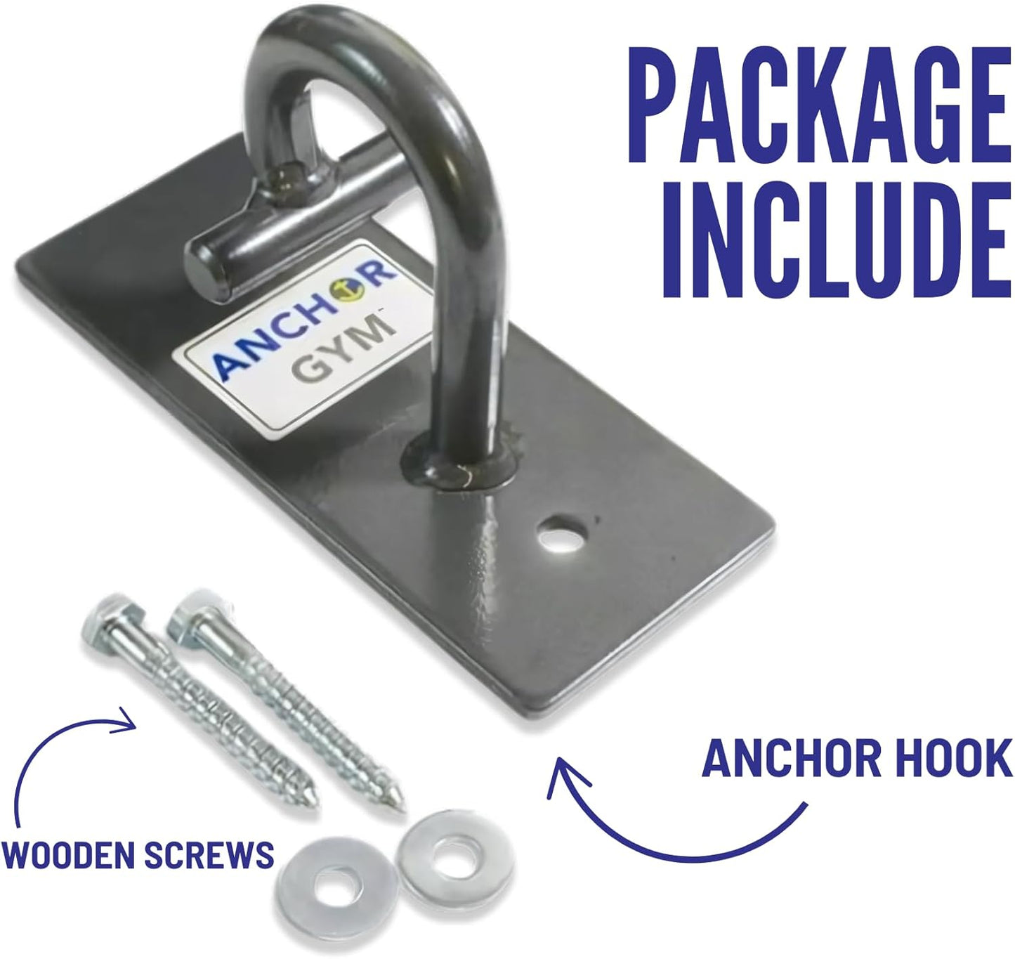 Anchor Gym Core Station - Wall Mount Workout Anchors for Resistance Band, Three Units with Two Hooks for Exercise Bands, Body Weight Straps, Strength Training - (Wood Mounting Screws Included)