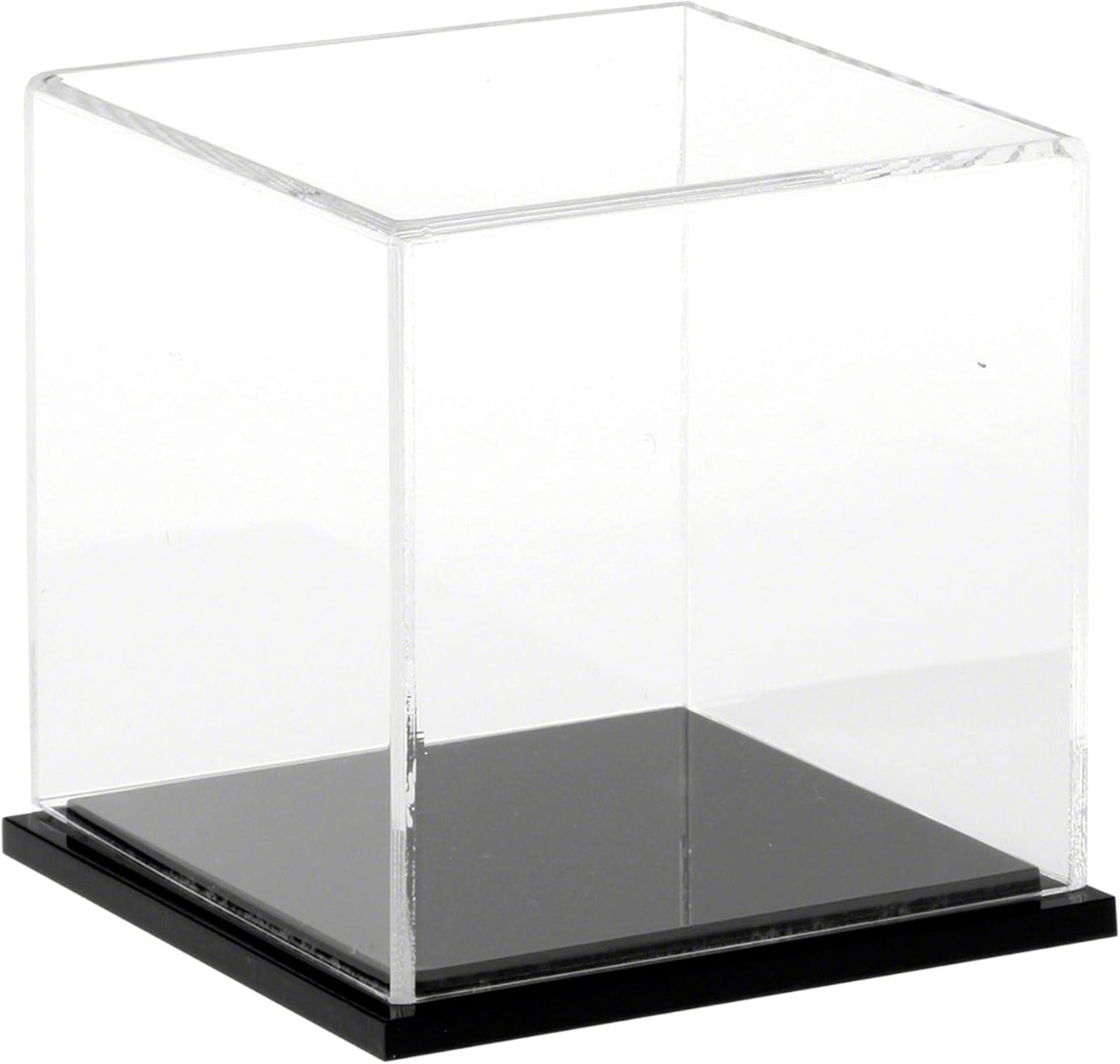 Plymor Clear Acrylic Display Case with Black Base, 4" x 4" x 4"