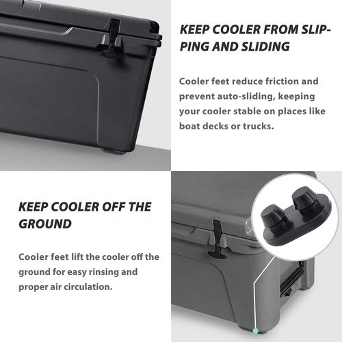 GrliTra Cooler Feet Replacement Non-Slip Rubber Feet for RTIC Coolers Models 45qt 65qt 110qt 145qt Durable Thickened Rubber Feet Outdoor Camping Protection for YETI Cooler Accessories, Black (4 Pcs)