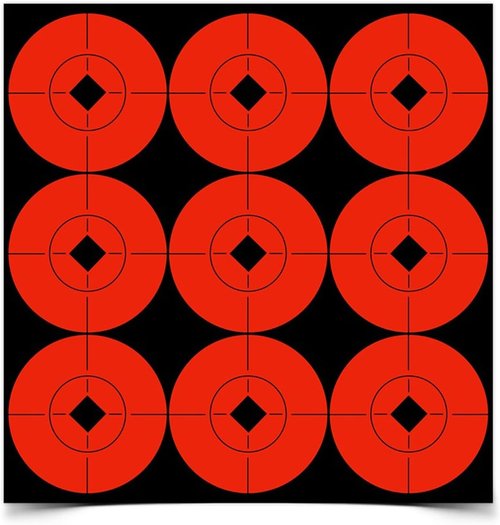 Birchwood Casey Target Spots Orange Bright High-Contrast Self-Adhesive Bull's Eyes Paper Shooting Targets