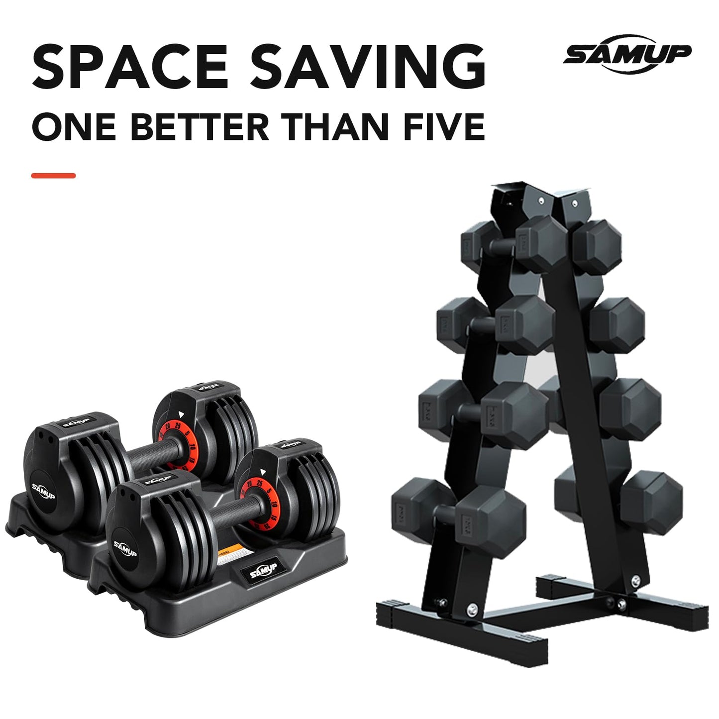 25/55 lbs Pair Adjustable Dumbbells Set, Adjustable Weights Dumbbells Set for Men and Women with Anti-Slip Fast Adjust Weight by Turning Handle,Black Dumbbell with Tray