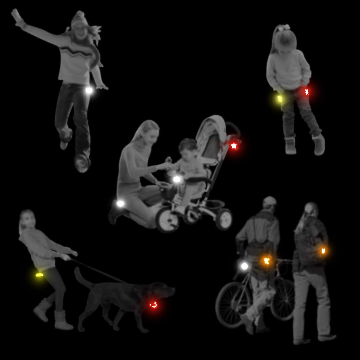 4Pcs Safety Reflector - Stylish Reflective Gear for Jackets, Bags, Purses, Backpacks, Strollers and Wheelchairs