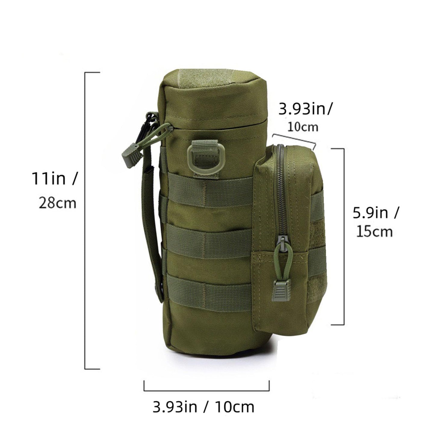 Molle Water Bottle Carrier Bag, Bottle Pouch Holder, Adjustable Shoulder Hand Strap Sling Neoprene Sleeve Sports Water Bottle Accessories for Hiking Travelling Camping