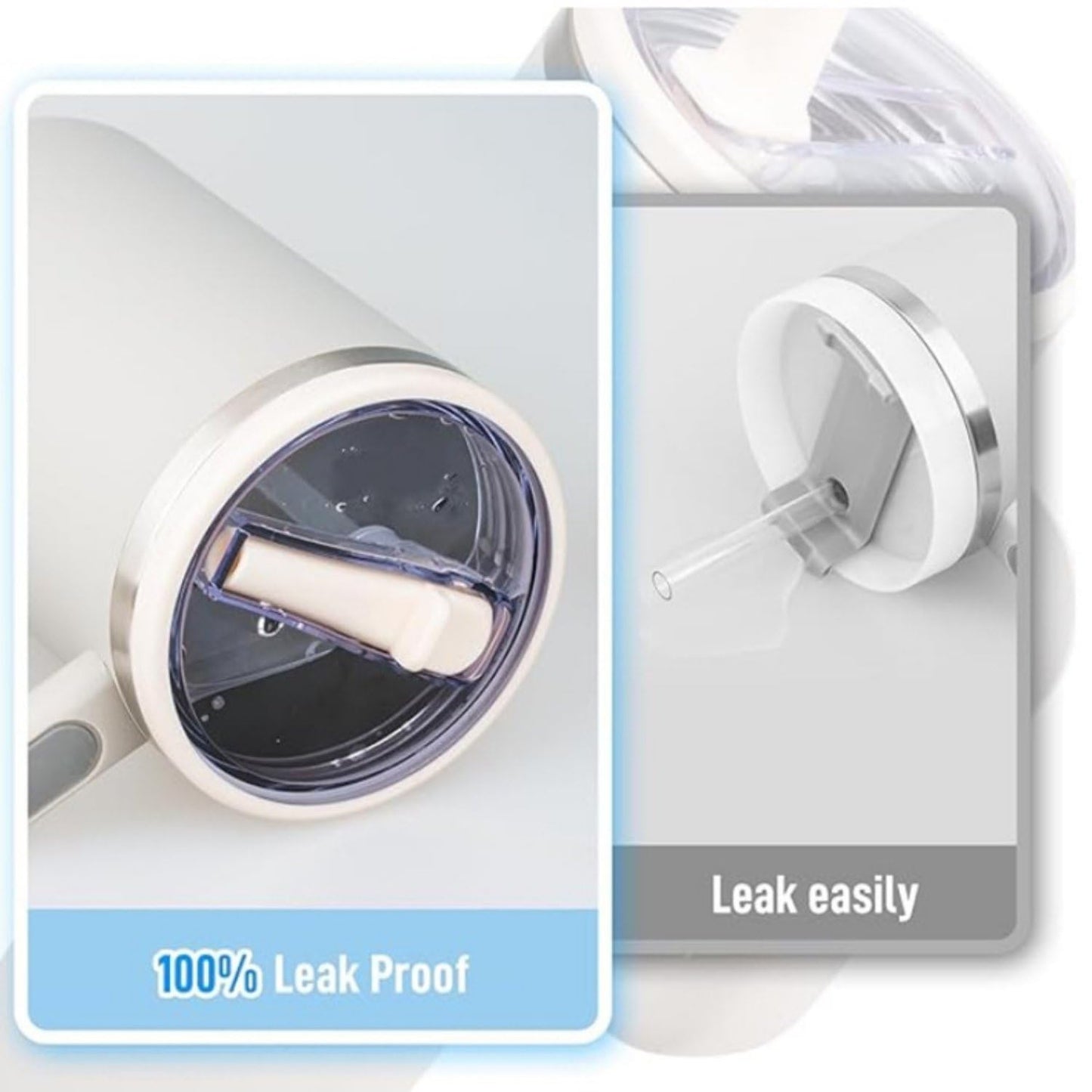 40oz Flip Straw Leak Proof Lid for Stanley H2.0 Quencher,4 Pack Tumbler Lid Replacement 40 oz for Stanley Cup Accessories ProTour,No Spill Proof Straw Cover for Stanley Accessories(Light Blue)