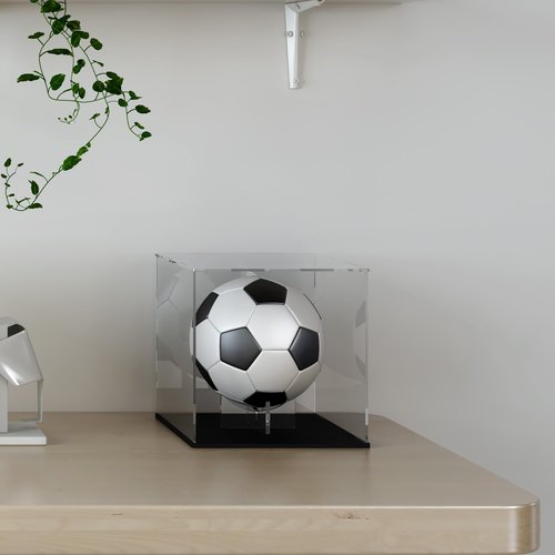 QIMOND Acrylic Display Case with Detachable Ball Stand, Compatible with Full Size Basketball, Dustproof Display Box for Exclusive Collectible Sport Memorabilia