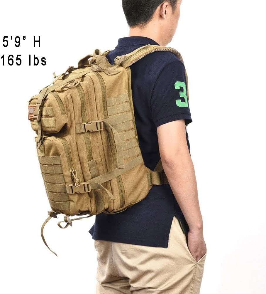 REEBOW GEAR Military Tactical Backpack for Men Large 34L Army 3 Day Assault Pack Molle Bag Backpacks (34L, Black)