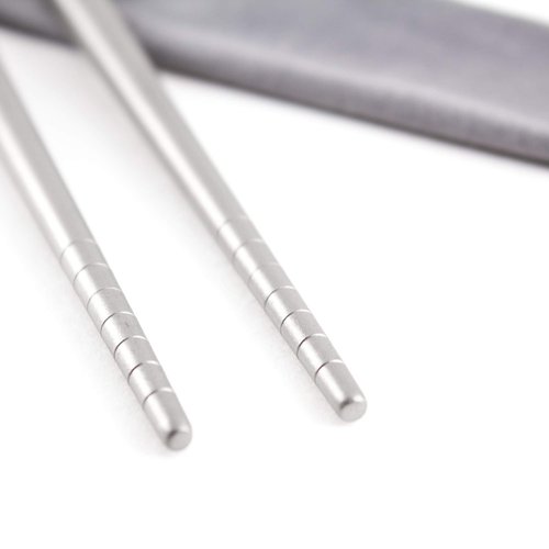 Core Element Titanium Chopsticks 9" Square Handle Grooved Rounded Tip Lightweight Eco-Friendly Durable Survival Utensil Tool Perfect for Camping, Home, Travel (Pack of 2 Pairs)