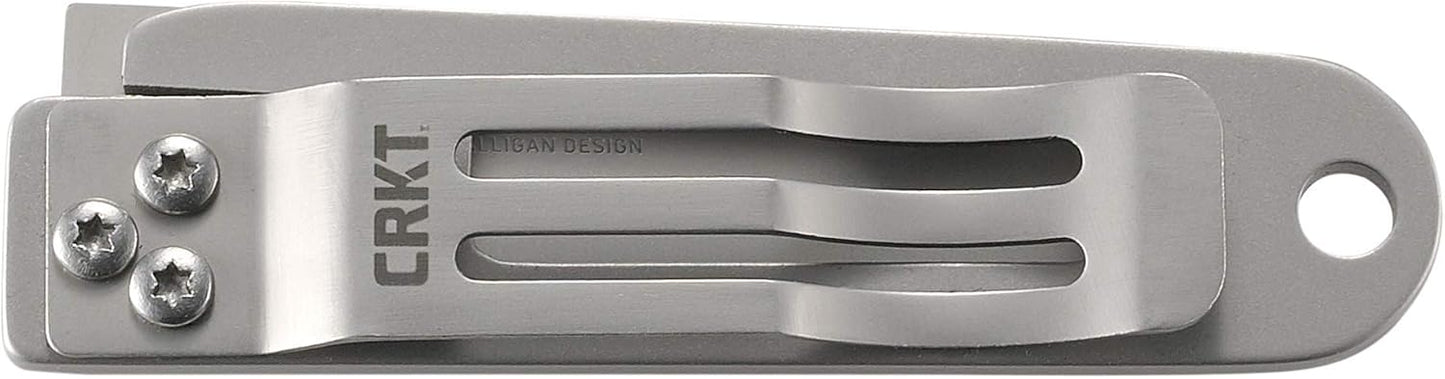 CRKT K.I.S.S. EDC Folding Pocket Knife: Compact Everyday Carry, Dual Grind Tanto, Frame Lock, Skeletonized Handle, Pocket Money Clip 5500, Gray - Plain Edge, One Size
