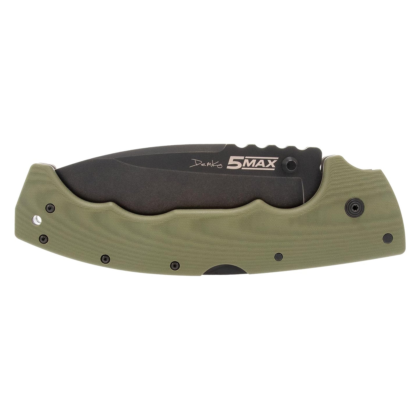 Cold Steel 5 Max 5-Inch S35VN Steel Drop Point Durable Resistant Blade Everyday Carry Outdoor Hunting Tactical Folding Pocket Knife with Dark Green G10 Ergonomic Handle & Tri-Ad Lock