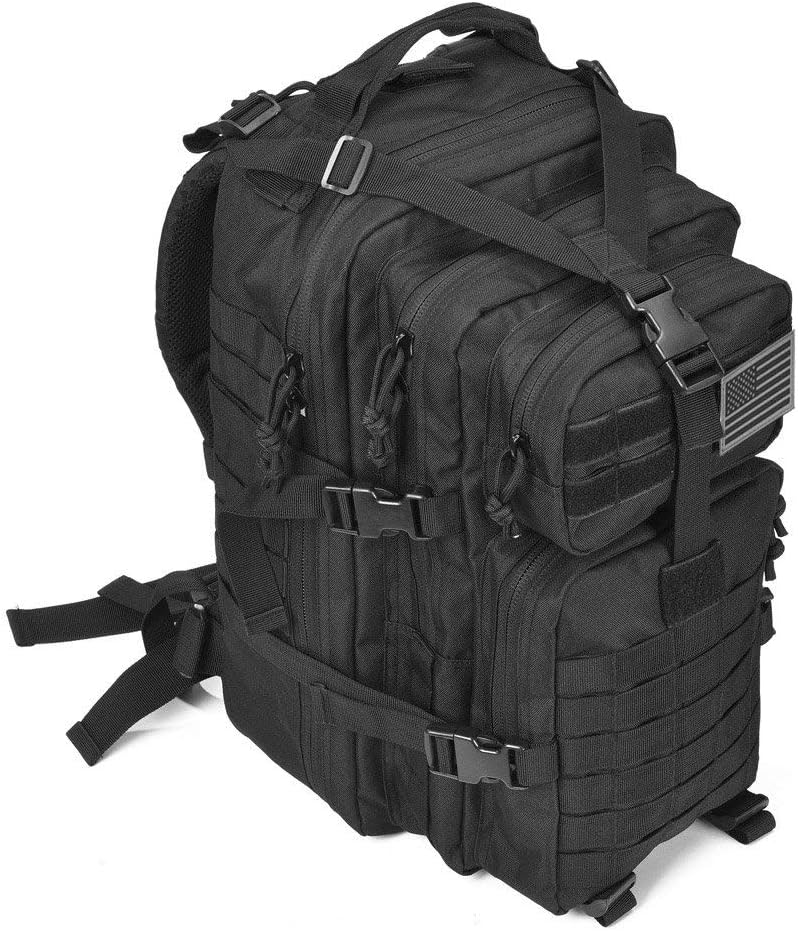 REEBOW GEAR Military Tactical Backpack for Men Large 34L Army 3 Day Assault Pack Molle Bag Backpacks (34L, Black)