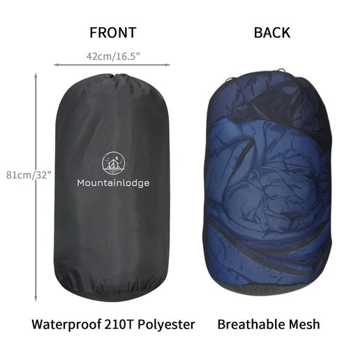MOUNTAINLODGE Storage Sack for Sleeping Bag 110L Polyester and Mesh Extra Large Capacity for Sleeping Bag Hiking,Travelling and Camping