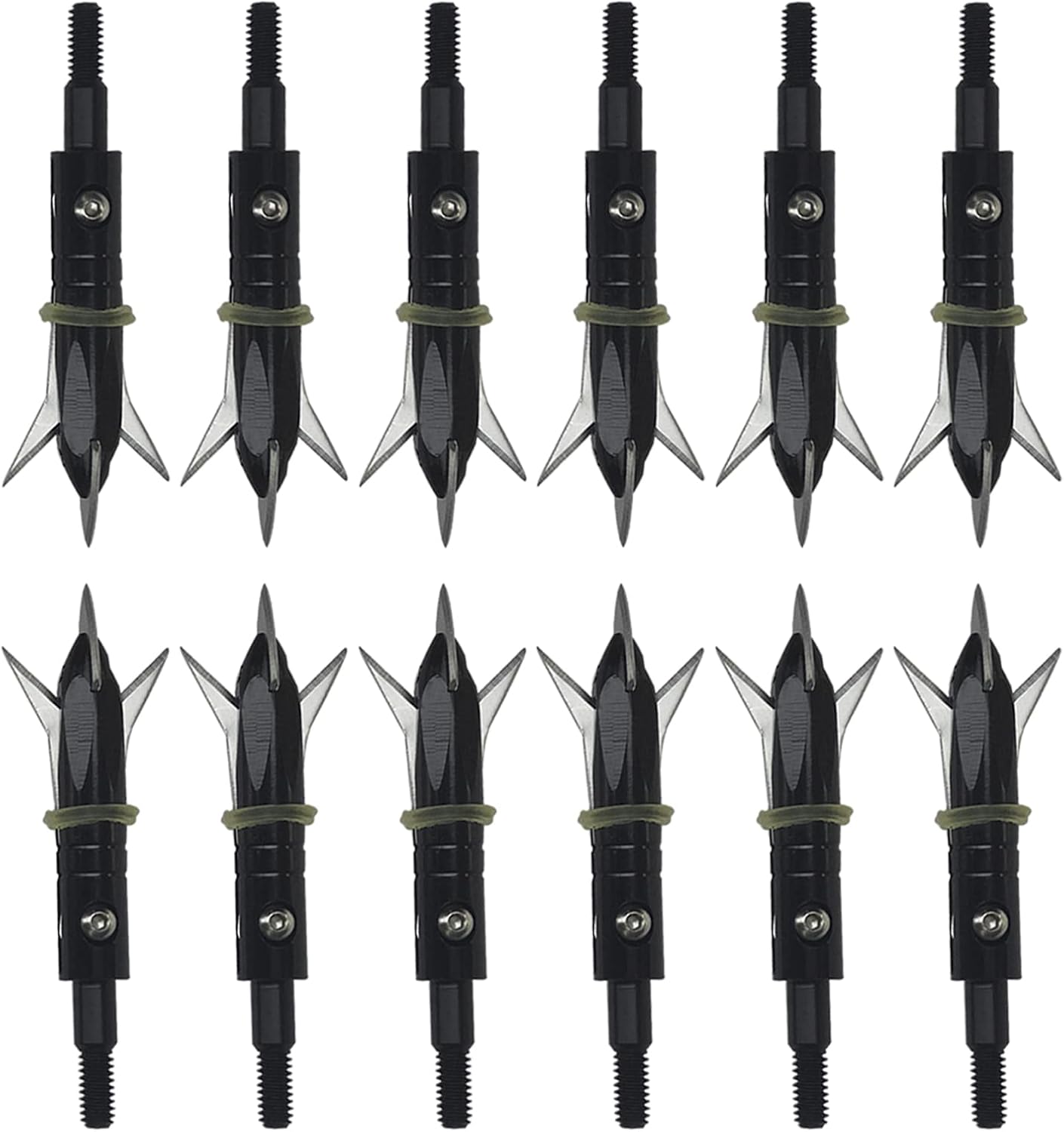 12pcs Hunting Broadheads 100 Grain Archery Broadheads 420 Stainless Steel Higher Hardness 2-Blades + 1 pc Broadhead Case for Arrowheads