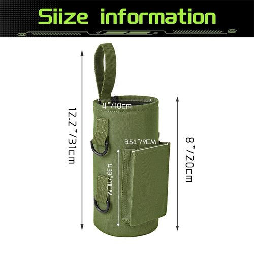 TINDERDRY Magnetic Water Bottle Holder Magnetic Gym Bag Water Bottle Carrier Pouch with Phone Pocket Silicone Towel Buckle and Sling for Easy Attachment to Metal Exercise Equipment(Green)
