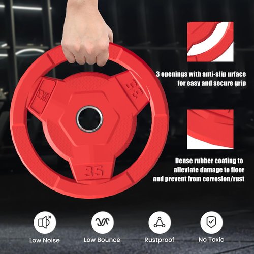 FAGUS H Color Coded Weight Plate 2-Inch Rubber Coated Olympic Grip Plate for Barbell,Solid Cast Iron Weight Plates for Strength Training,Weightlifting,Crossfit,Home Gym,2.5LB Pair