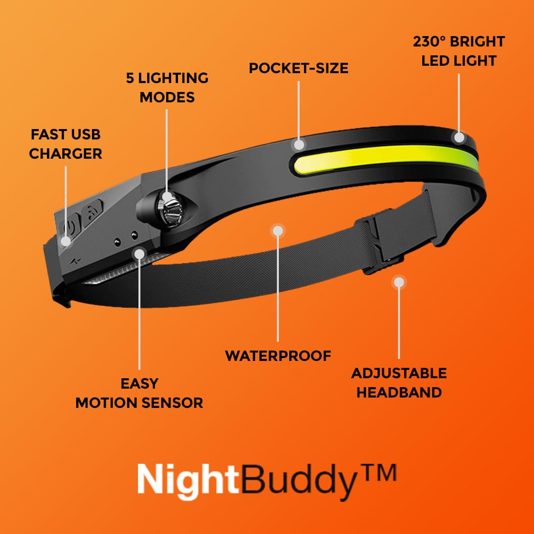 Night Buddy LED Headlamp Rechargeable Flashlight for Adults Camping Essentials Backpacking Lights 4X Brighter Other Headlight Headband Lamp 5 Light Modes Hiking Gear Must Haves (Headlamp + Lantern)