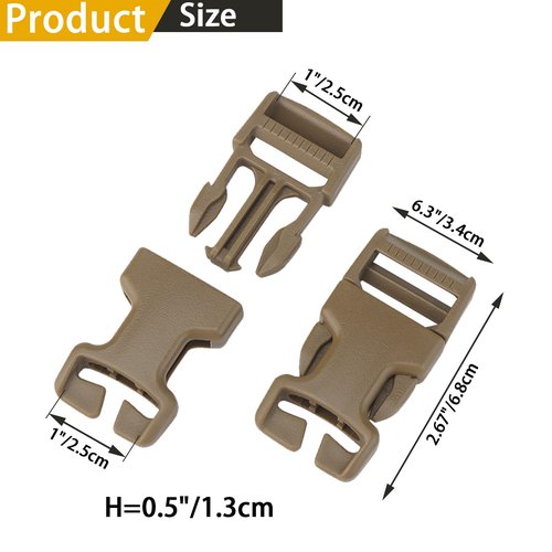 SCORYULE 4pcs 1"/2.5cm Buckle, Quick Attach Surface Mount Buckle, Secure & Reliable, Tactical Mil-spec, MOLLE PALS Webbing, Hunting Vest Modular Attachment Point