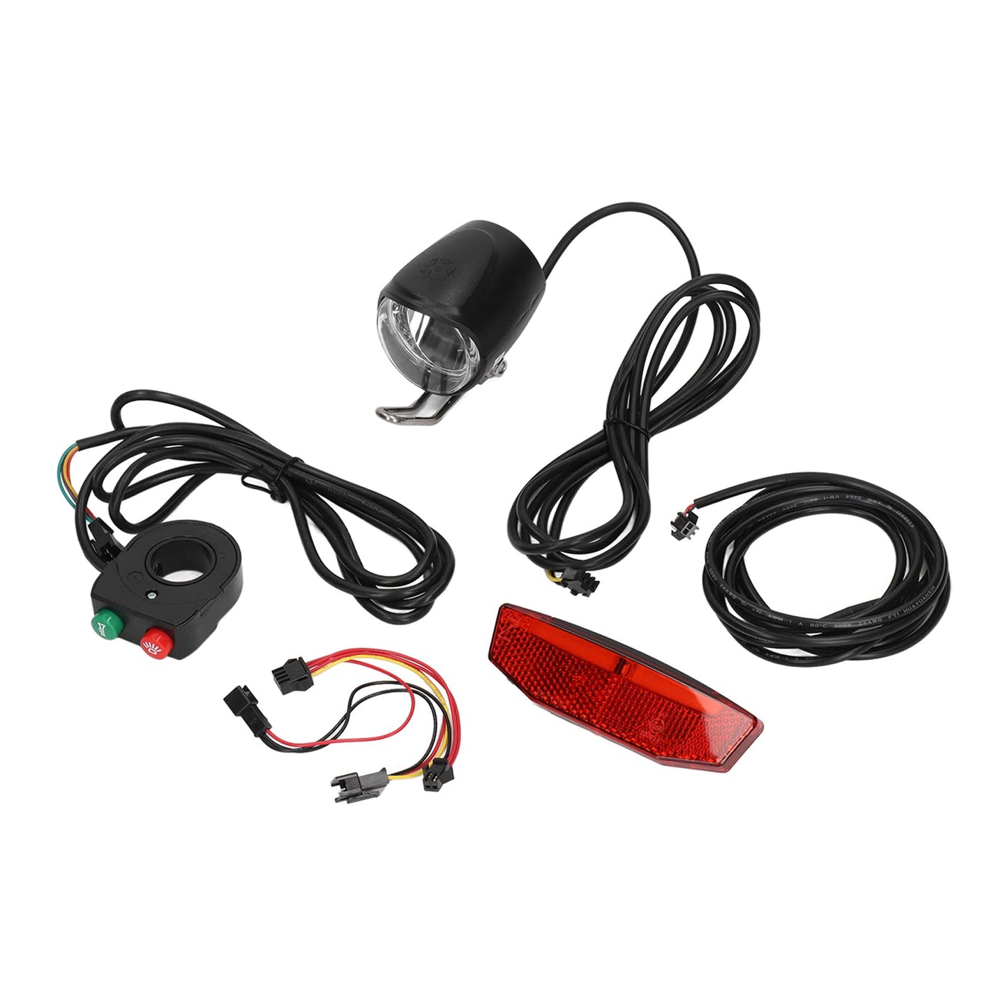 Bike Headlight and Tail Light Kit, Electric Bike Horn Headlight and Tail Light Kit DK11 Aluminum Alloy Plastic Electric Bike Lights Set for Upgrade