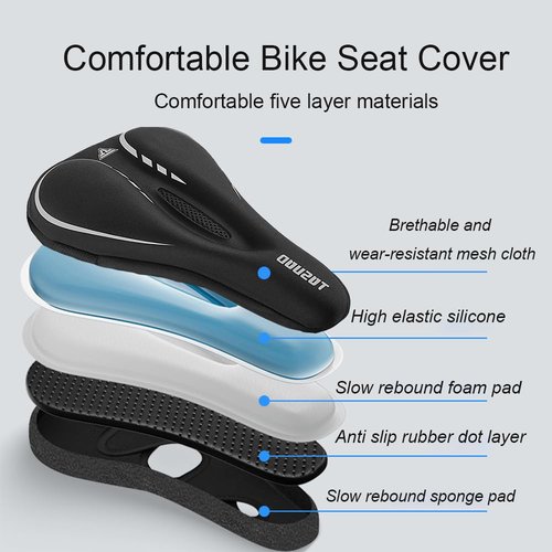 TOSUOD Bike Seat Cover Gel Padded Bicycle Seat Cover for Men Women Narrow Bike Seat Cushion Comfort Foma Bicycle Seat Cushion for Outdoor & Indoor(11"x7")