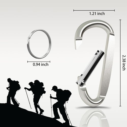 Linsaner Carabiner Clips, Carabiner for Keys, Pets Leash Harness, Camping, Keychain Accessories, Small Durable (A1-Silvery)