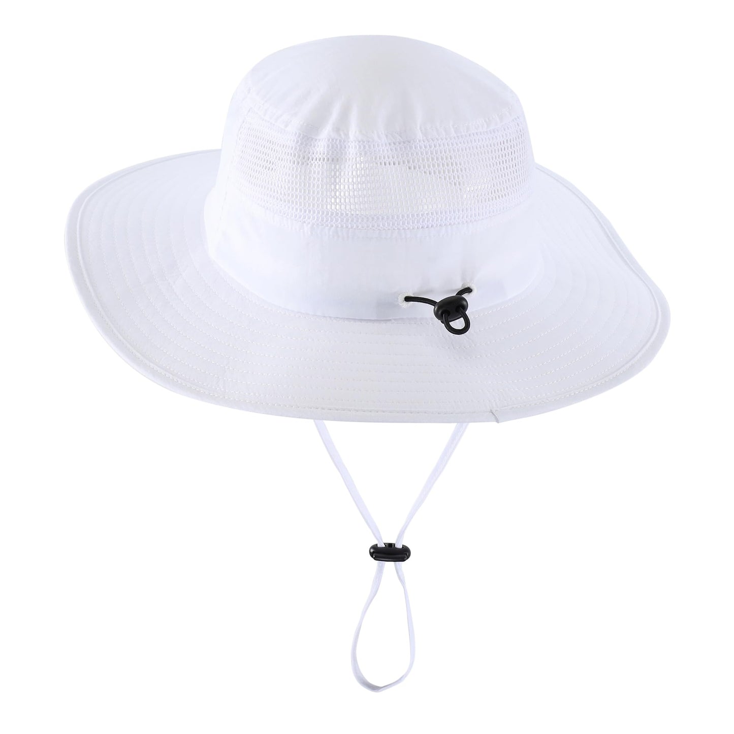 Home Prefer UPF50+ Mens Sun Hat Wide Brim Fishing Hat Breathable Mesh Beach Bucket Hat for Men Women (White)