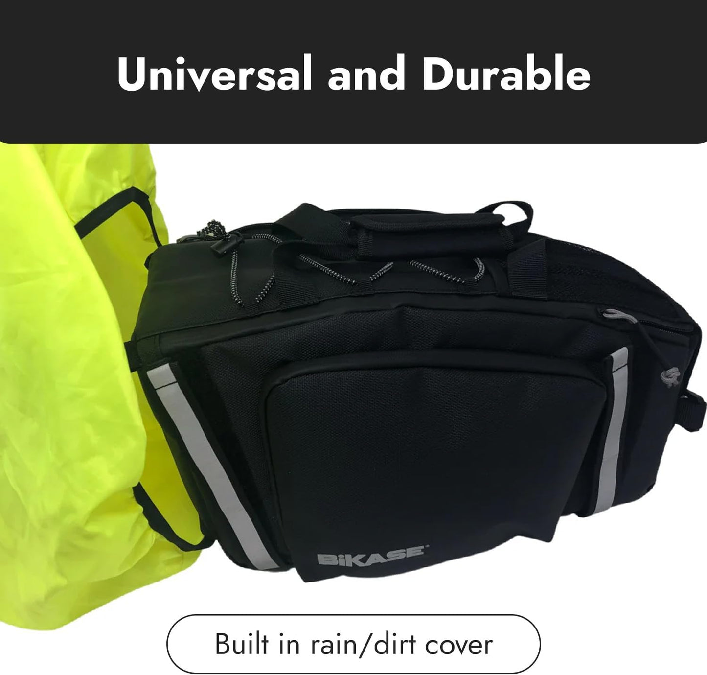 BiKase Big Momma Bike Trunk Bag - Universal Fit Medium Rear Rack Bag with Side Pockets, Top Bungee, Mesh Pocket, Key Holder & Reflective Accents - Spacious Bicycle Rack Bag for Ebikes & Bicycles