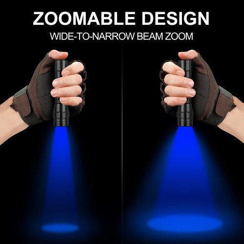 ULTRAFIRE Blue Light Flashlight, 450-460nm Single Mode LED Blue Flashlight, Portable Small Blue Light for Night Fishing and Outdoor Activities-Black House WF-508BL