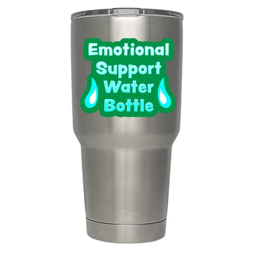 Emotional Support Water Bottle Vinyl Decal Stickers for Bottles, Cups, Tumblers, Mugs, Jugs, Hydro Flasks (Two Pack!) 2-4 x 3.25 Inch Decals - KCD3406 (Green)