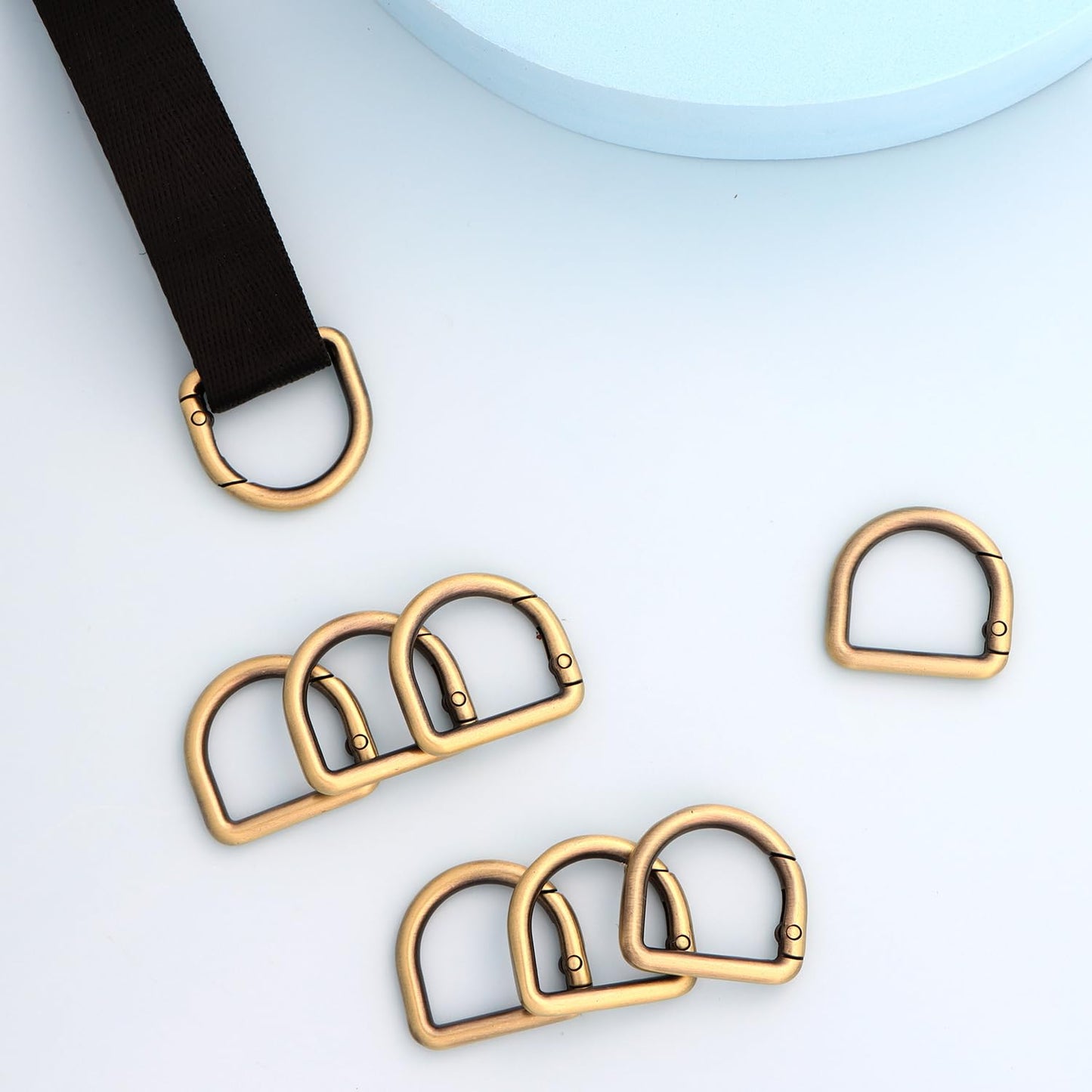 10pcs Metal D Ring Spring Key Hooks Keyring Clip for Keychain Buckle, Backpacks Handbag Purse Hardware, DIY Crafts