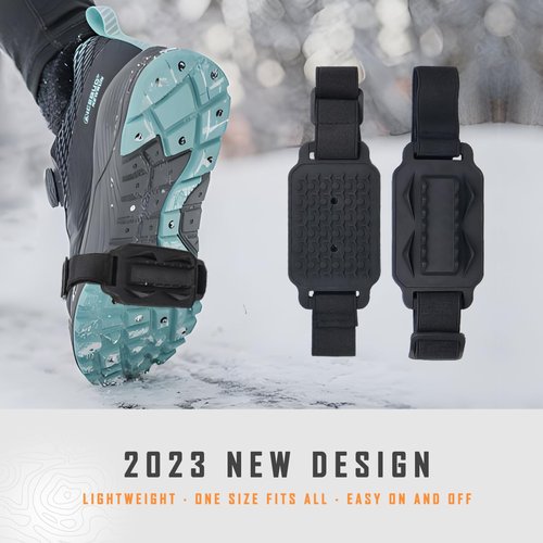 TOURSLOV Ice Cleats for Walking on Snow Ice, Easy On/Off Crampons Traction Cleats Grippers Spikes, Anti-Slip Ice Grippers Snow Grips Footwear for Shoes Boots Hiking Running