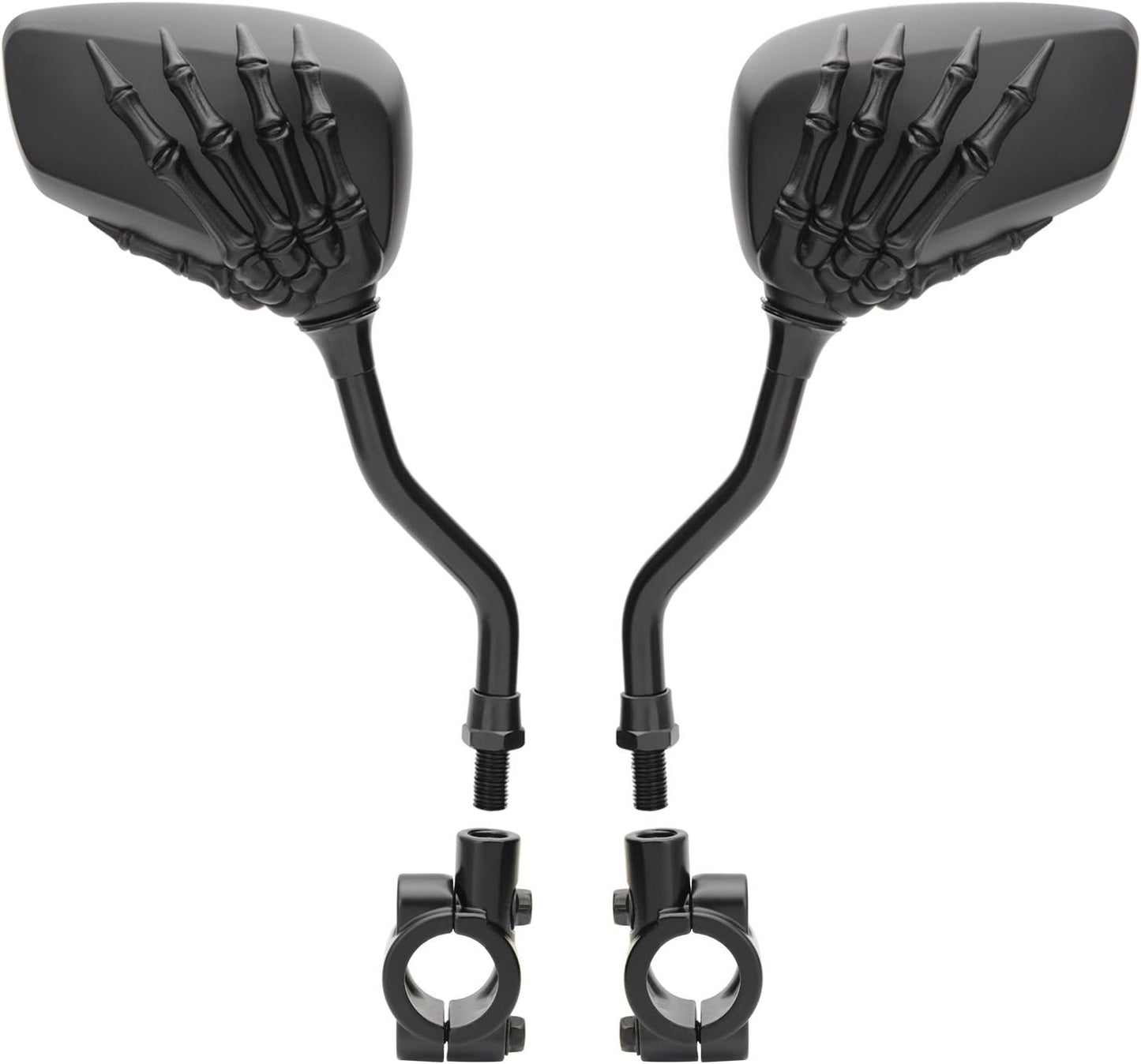 1 Pair Bicycle Mirror,Big View Bike Rear View Mirror Blindsight Multi Angle Adjustable Bike Mirror Billet Aluminum Chrome Plated Outside Skull Claw Style Also suitable for motorcycle mirror