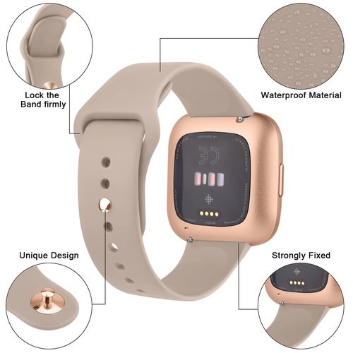 AK Silicone Bands Compatible with Fitbit Versa 2 / Fitbit Versa/Versa Lite/Versa SE Bands for Women Men, Classic Soft Straps Replacement Sport Wristbands for Fitbit Versa 2 Smart Watch (Milk Tea)