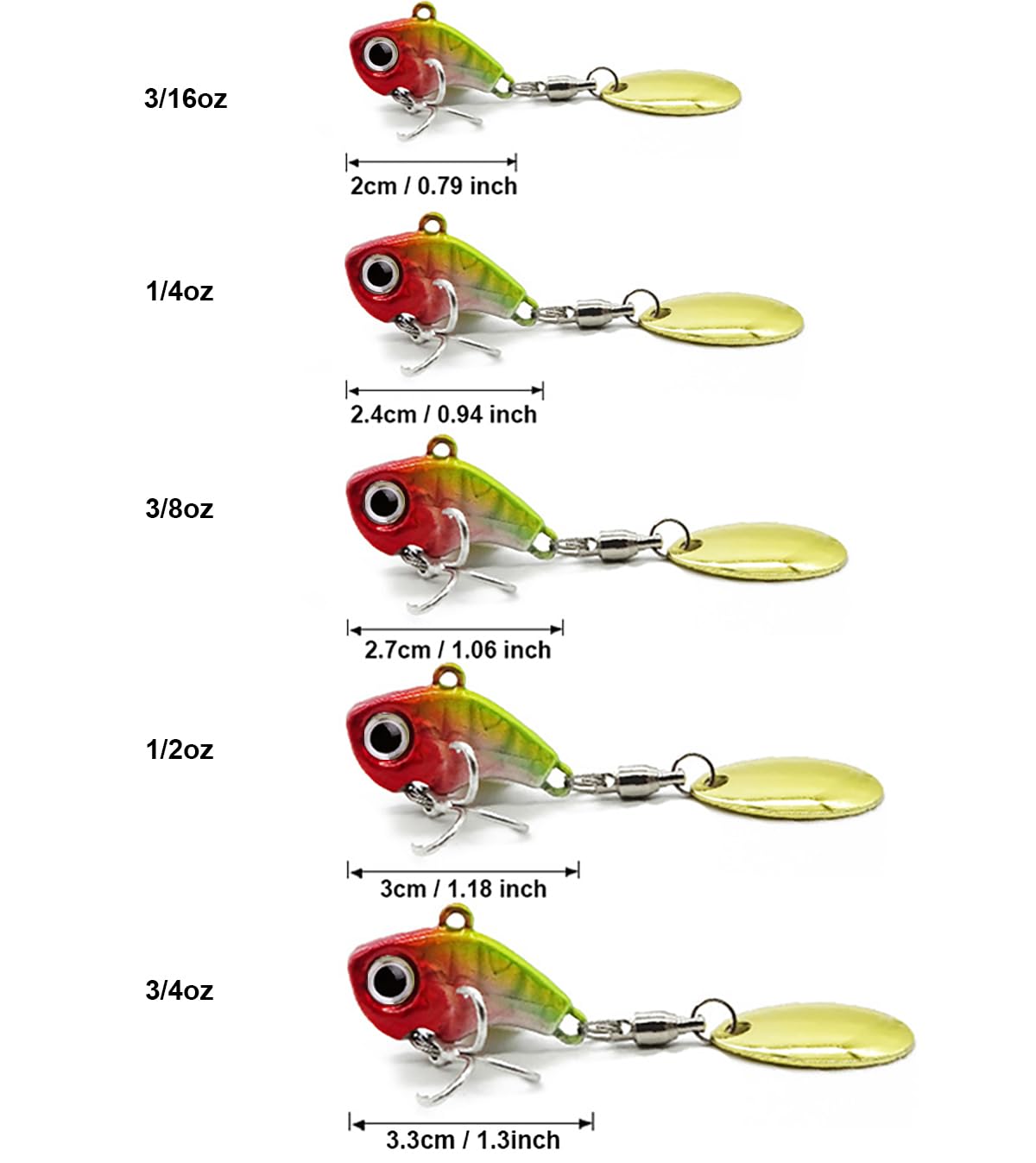 FANGBLUE Metal Fishing Spoons 1/4oz Long Cast Bait Fishing Jigs Set Hard Swimbait Spinner Blade Lures for Bass Trout Pike (5pcs 7g)