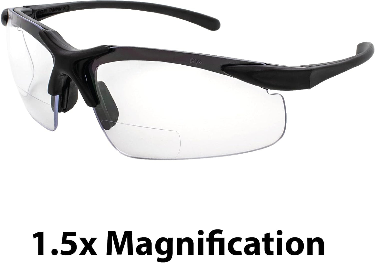 Apex +150 Series Safety Sunglasses - Matte Black Frame & Clear Lenses for UV Protection