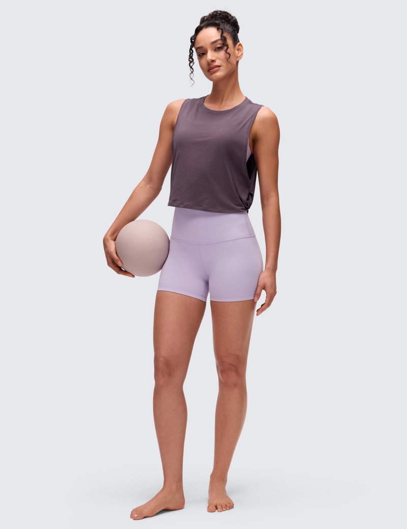 CRZ YOGA Pima Cotton Large Armhole Tank Tops for Women - Workout Sport Athletic Yoga Running Gym Loose Crop Sleeveless Shirts Purple Gray Medium
