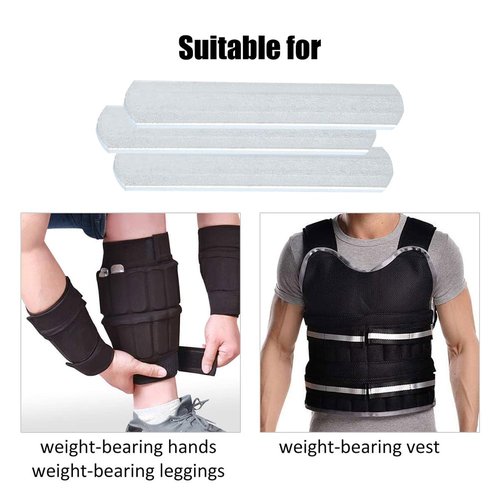 Weighted Vests Steels Plates:10 PCS Training Weight Long Steels Plate Weighted Loading Leg for Running Fitness Equipment (Silver 15X2.5X0.6CM)