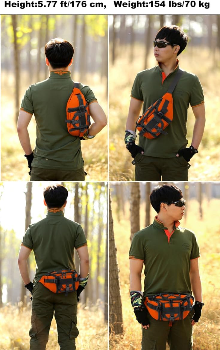 ArcEnCiel Tactical Fanny Pack for Men Waist Bag Hip Belt Outdoor Hiking Fishing Bumbag with Patch
