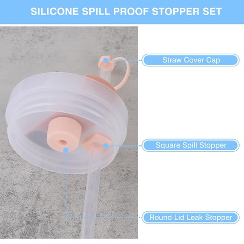 BGAANM Silicone Spill Proof Stopper Set Compatible with Stanley Quencher H2.0 FlowState Tumbler 40oz/ 30oz, Accessories Include 2 Straw Cover Cap, 2 Square Spill Stopper, 2 Round Leak Stopper (Gray)