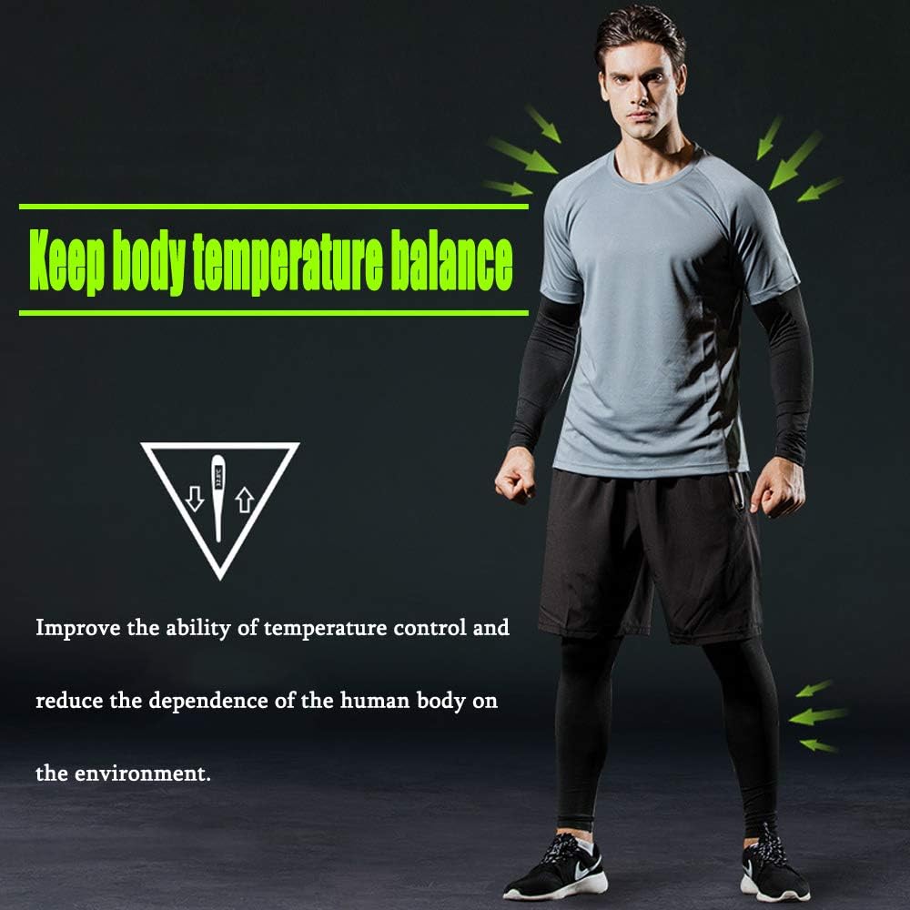 Holure Men's Sports Running Set (Pack of 5) Athletic Shirt+Short/Compression Shirt+Pants with Coat Tracksuit Gym Suits Grey 04 L