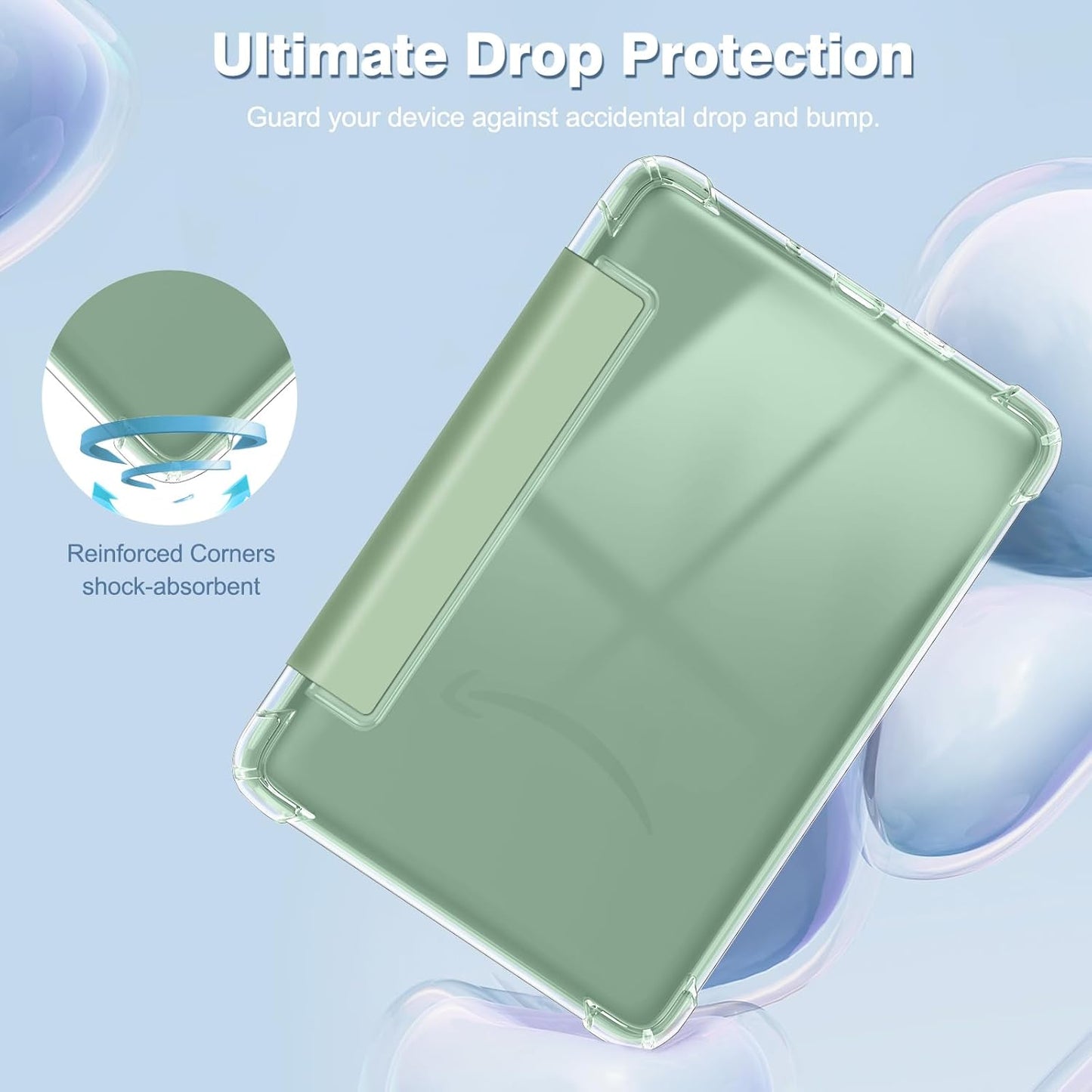 Fintie Slim Case for 6" Kindle (11th Generation-2024/2022 Release), Ultra Clear Soft Flexible Transparent TPU Back Cover Light Shell Auto Wake/Sleep for Kindle 2024/2022 11th Gen, Agave Green