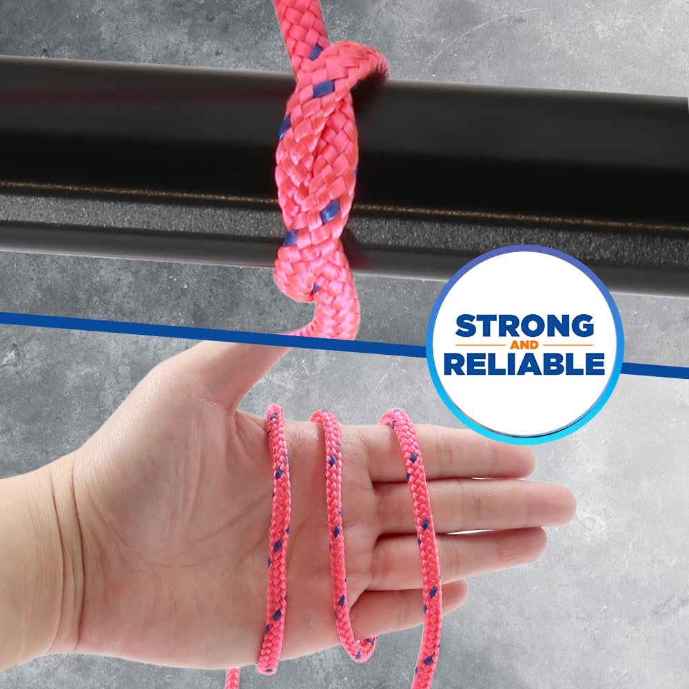 3/16" x 98' (4 mm x 30 m) 16 Strand Strong Heavy-Duty Tactical Cord, Clothes Line Camping Utility - All-Purpose Lightweight Diamond Braid Rope for Tie, Pull, Swing, Knot