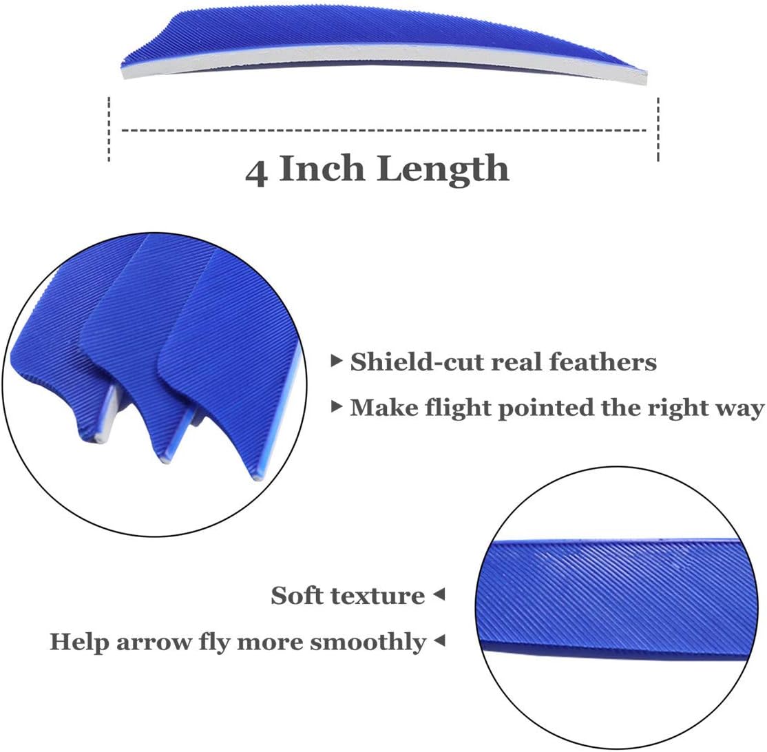 Letszhu Archery Arrows Feather Fletching 4 Inch Real Turkey Vanes for Hunting Target Shooting (25 Pack)