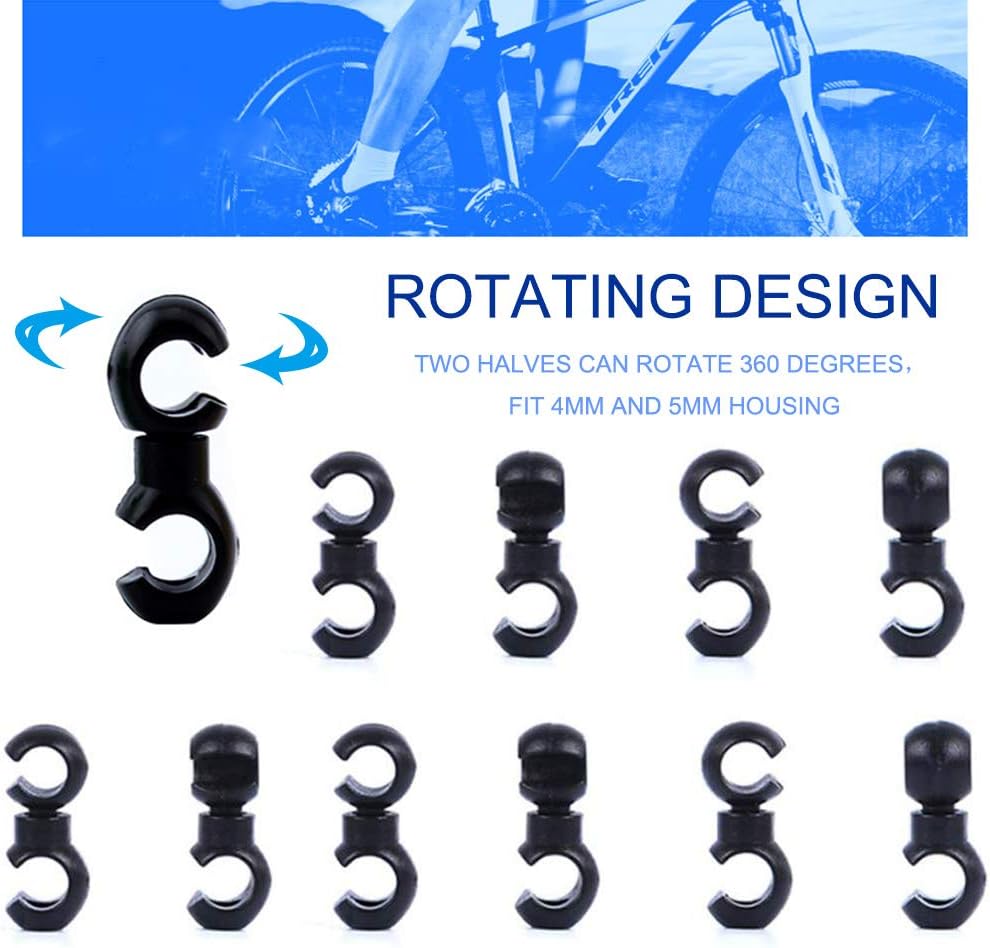 20Pcs Bike Cable Clips Hook, Bicycle Rotating S-Hook Shift and Brake Cable Housing Fixing Holder Parts & Components for Cycling MTB Gear Cable
