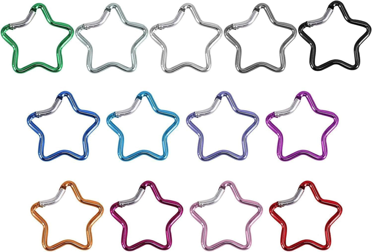 2Pcs Carabiner Clip Star Shaped Climbing Buckle, Camping Fishing Hiking Traveling Spring Loaded Carabiner, Gun Color Aluminum Alloy Heavy Duty Keyring, Keychain Carabiners Accessories