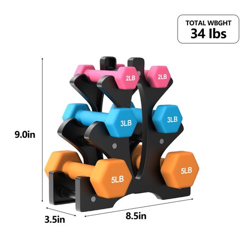 Portzon Weights Dumbbells Set with Various Color and Weights and Compatible, 20 LB, Anti-Slip, Anti-roll, Hex Shape