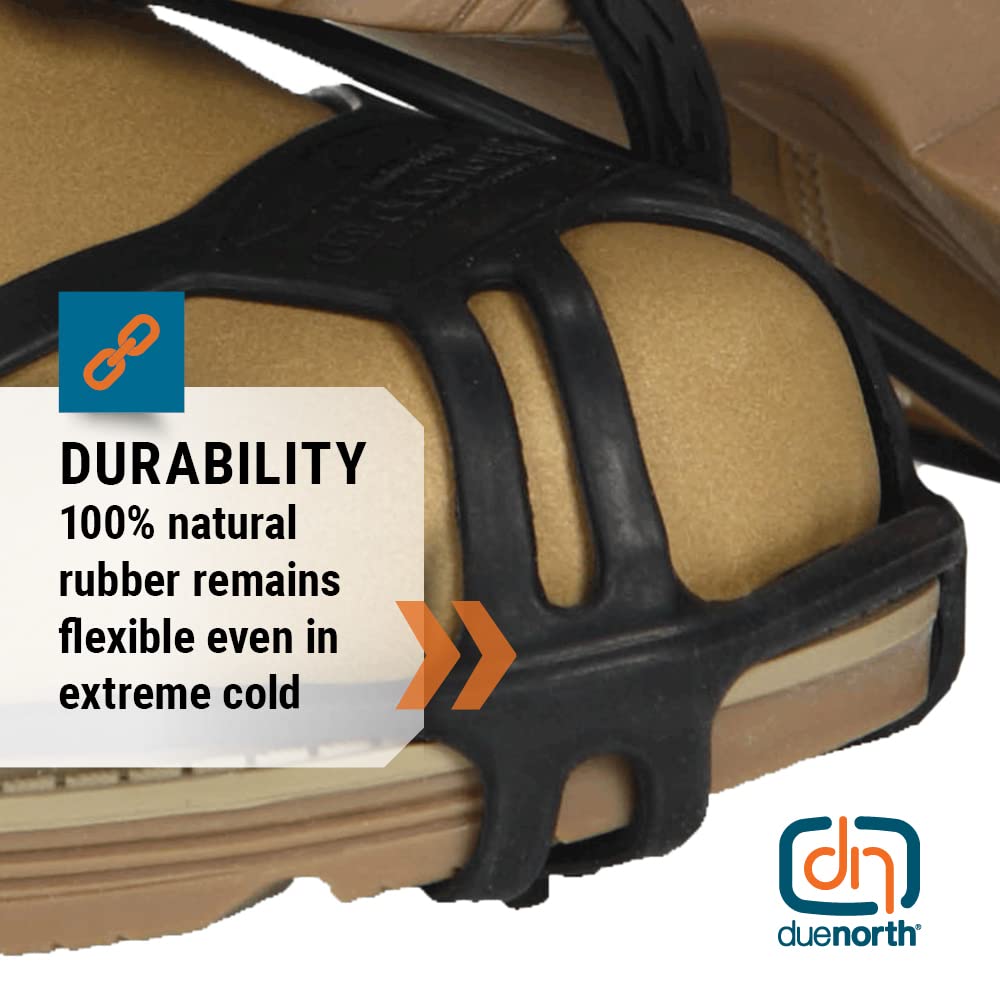 Due North Light Industrial Footwear Traction Aids, Tungsten Carbide Ice Cleat Spikes, Lightweight Full-Foot, Rubber, Unisex, L/XL, V3550170-L/XL