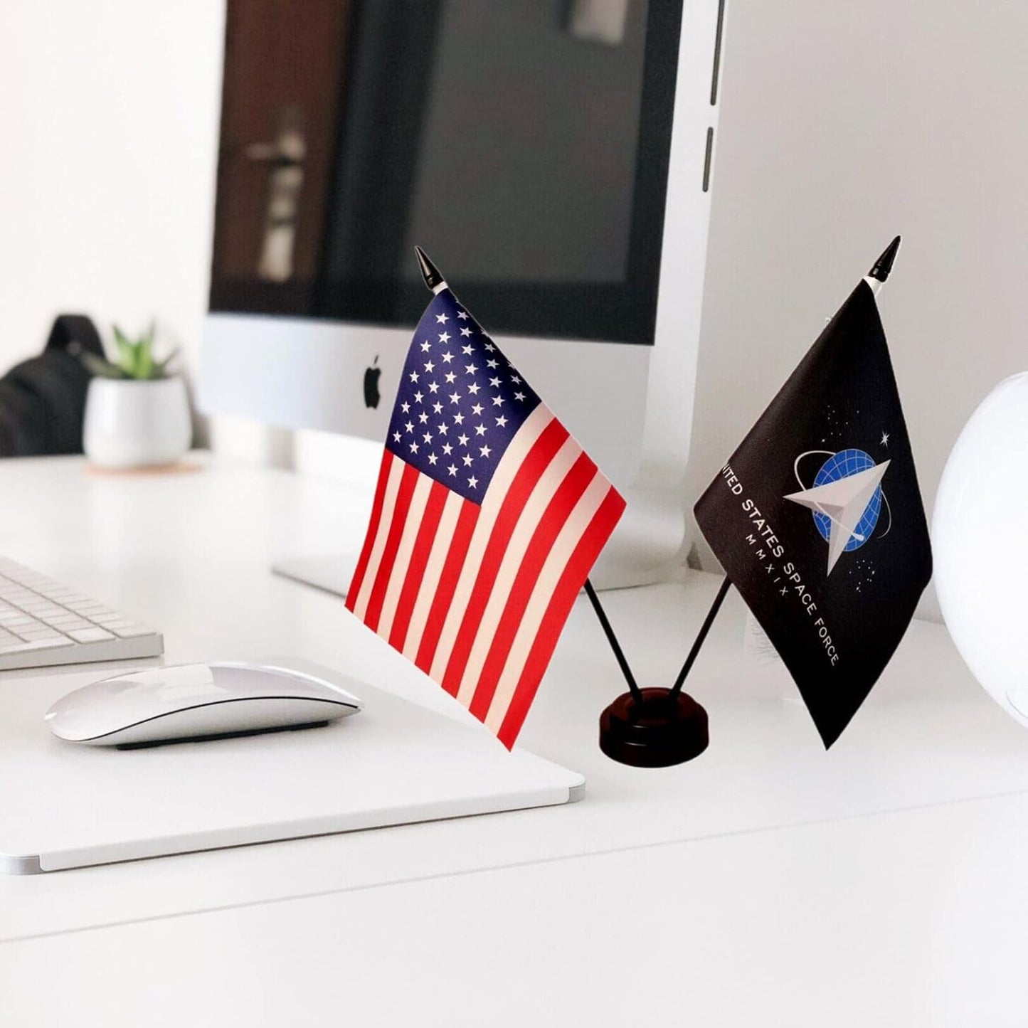 America & Pow Mia Twin Desk Flag, U.S. Pow Mia and American Table Flag, 8 x 5 Inches - You are Not Forgotten Prisoner of War Flags Army Military Pow Flags