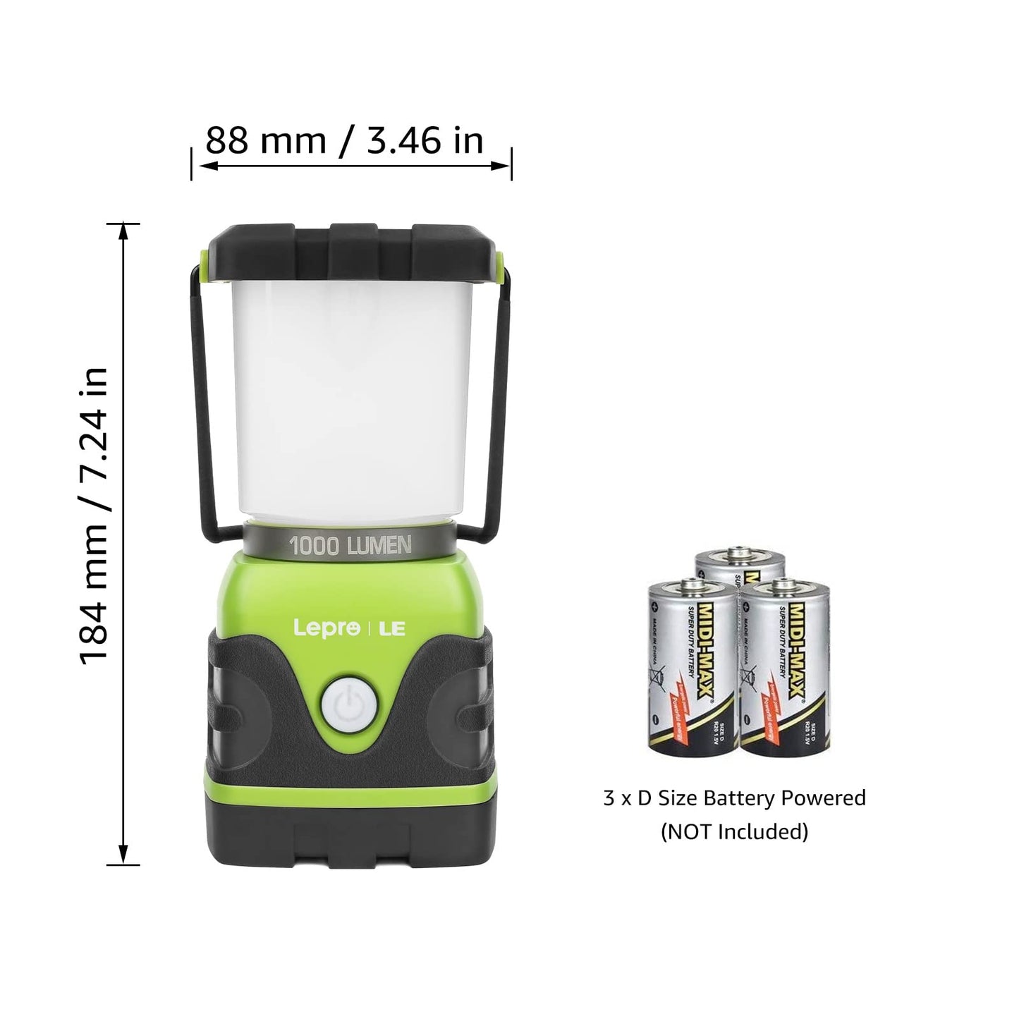 Lepro Bundle - 1000LM Battery Powered LED Camping Lantern, Waterproof Tent Light with 4 Light Modes & PR320019-2 Super Bright Head lamp with Motion Sensor, 230° Wide Beam & Adjustable